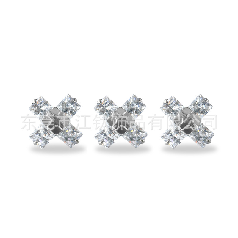 G23 Titanium Ear Bone Cross Stud with Zircon Inlay - ASTM F136 Titanium Alloy Body Piercing Earring - Image 3