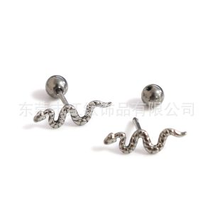 F136 Titanium Ear Studs Snake-Shaped Ball Earrings Cross-Border Hot Sale G23 Titanium Alloy Body Piercing Ear Bone Nails