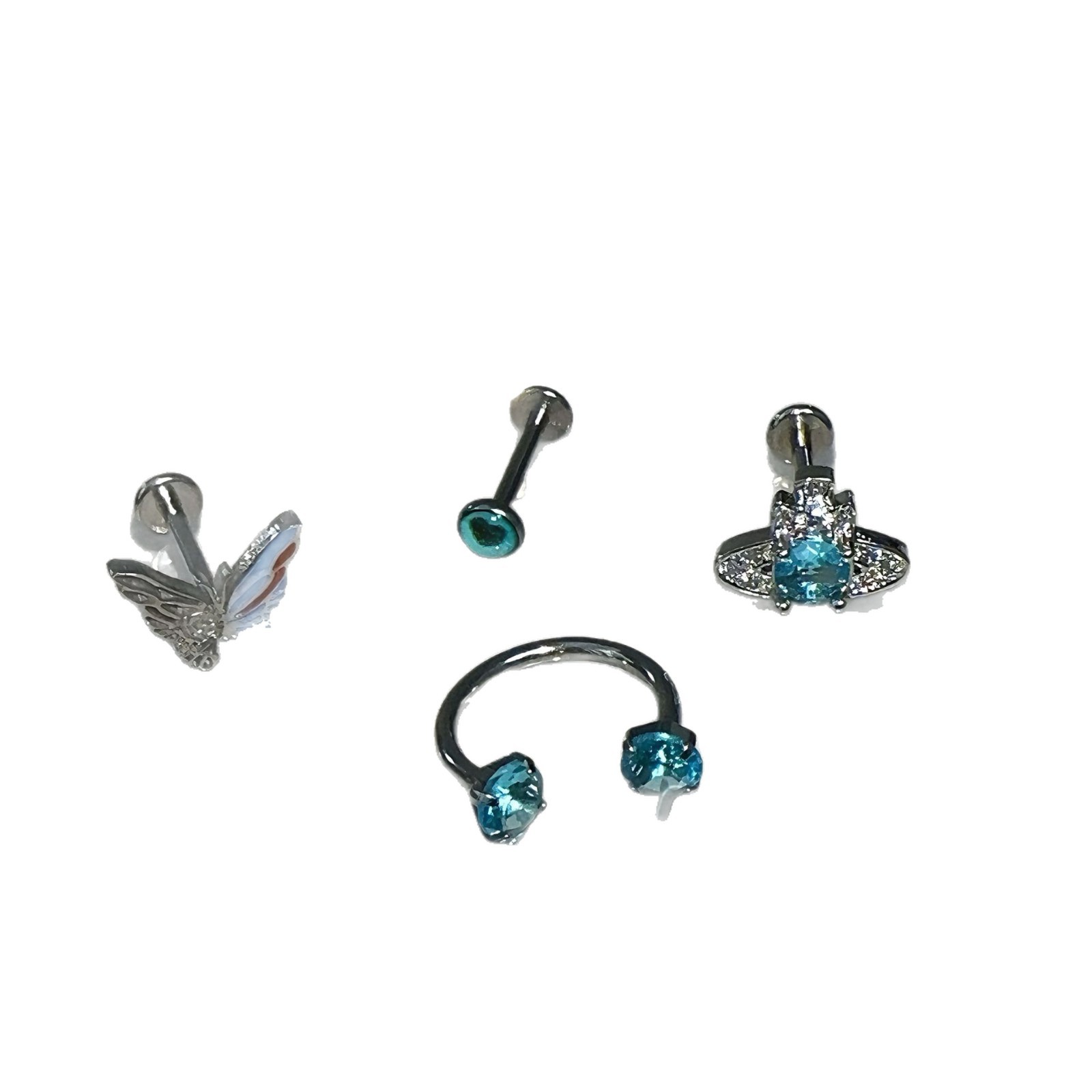 Blue Sky Lip Stud 12mm 1.2mm Titanium Steel Lip Ring Labret Piercing Jewelry - Image 5