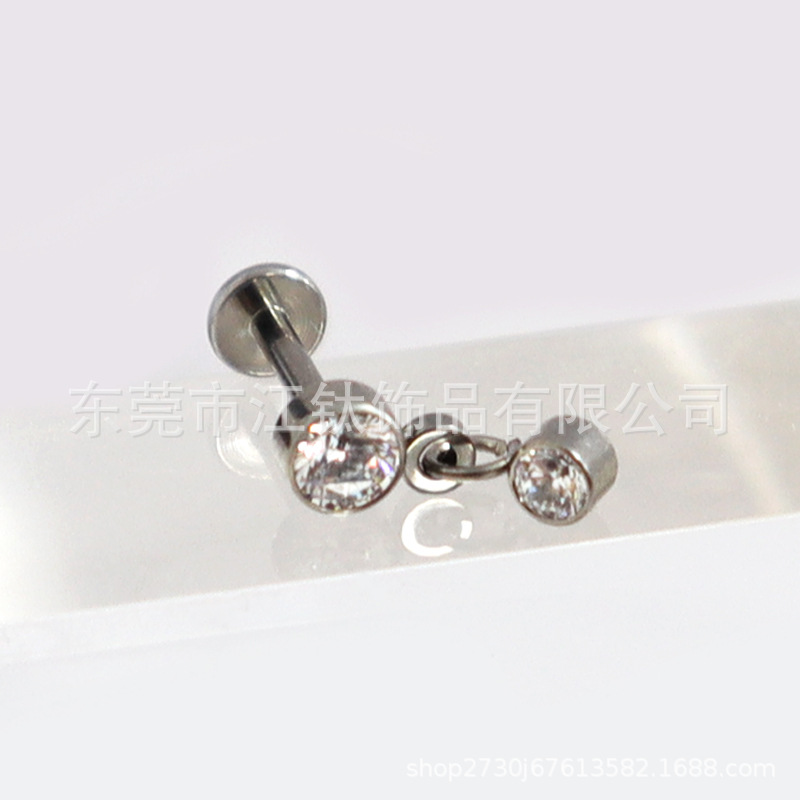 F136 Titanium Earring Pendant Set 5A Zircon Lip Nail Cross-Border G23 Titanium Alloy Human Piercing Jewelry Ear Bone Stud - Image 4
