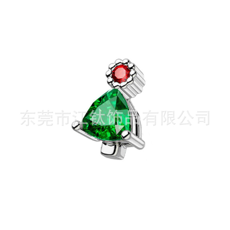 Christmas Tree Gold Green G23 Titanium Ear Bone Stud Cartilage Piercing Jewelry - Image 5