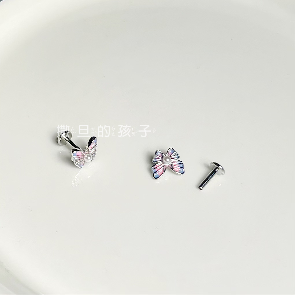Titanium Steel Lip Nail Internally Threaded Butterfly Sweet Cool Girl Ear Bone Nail Lip Ring Piercing Jewelry - Image 5