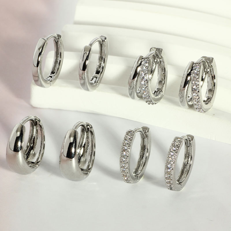 8-Piece Set Stainless Steel Gold Plated Double Layer Cubic Zirconia Ear Cuff Earring for Cartilage Helix Tragus - Image 3