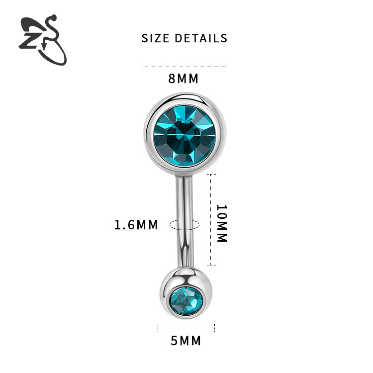 Titanium Steel Belly Button Ring Double Headed Zircon Navel Ring Set Stainless Steel Fake Nail Piercing - Image 5
