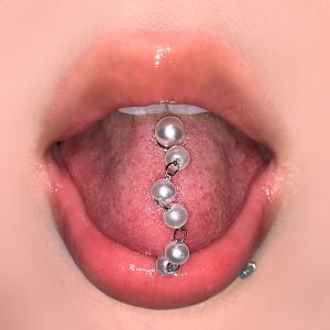 Removable Acrylic Pearl Chain Tongue Nail One Nail Two Wear Hot Girl Tongue Piercing Jewelry Wholesale