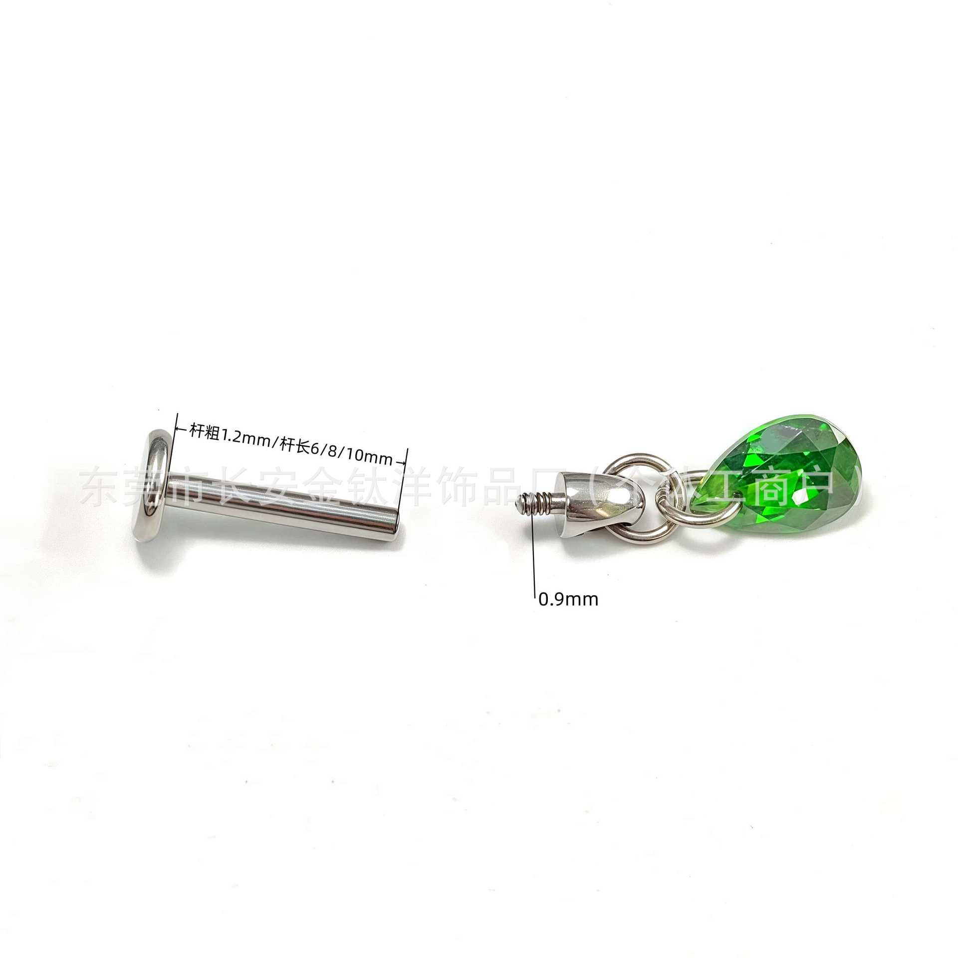 F136 Titanium Water Drop Pendant Ear Stud with Zircon - G23 Titanium Alloy Body Piercing Jewelry - Image 2
