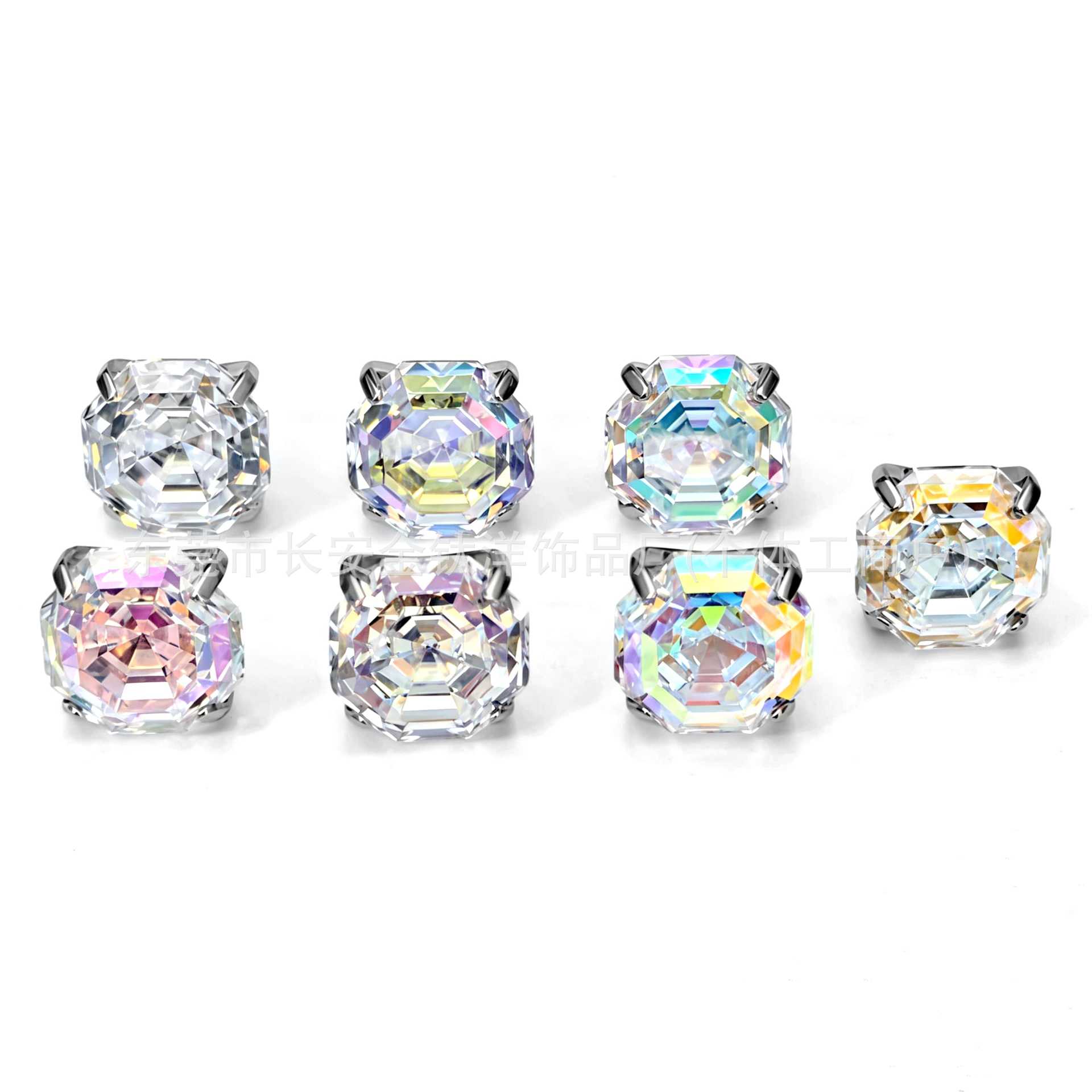 F136 Titanium Round Base Claw-Set Eight-Sided Ascher Cut Gradient Lip Stud Ear Stud Ear Bone Stud G23 Titanium Alloy Piercing Jewelry - Image 5