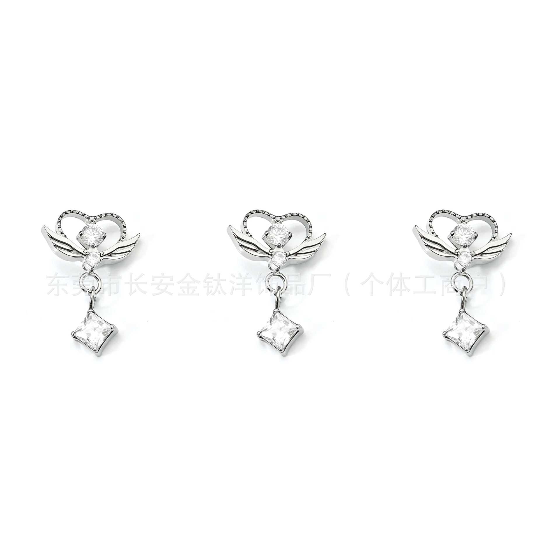 F136 Titanium Heart Wing Pendant Zircon Lip Stud Nose Stud Ear Stud Ear Bone Stud G23 Titanium Alloy Piercing Jewelry - Image 3
