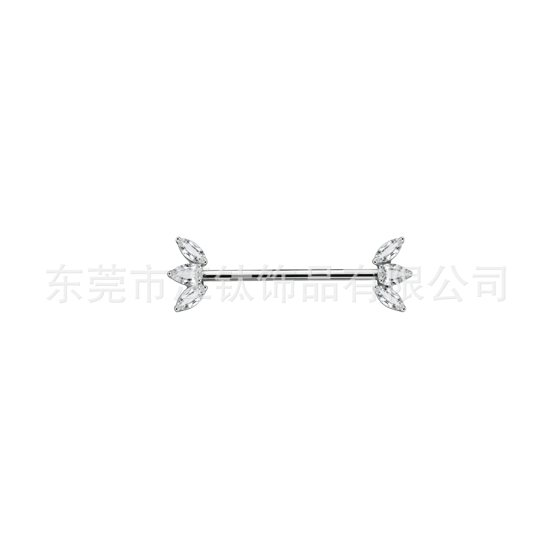 G23 Titanium Nipple Ring with Marquise Leaf CZ Inlay, ASTM F136 Body Piercing Nipple Jewelry - Image 5