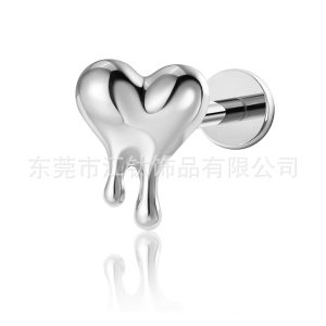 F136 Titanium Heart Shaped Ear Cartilage Stud Earring G23 Alloy Body Piercing Jewelry