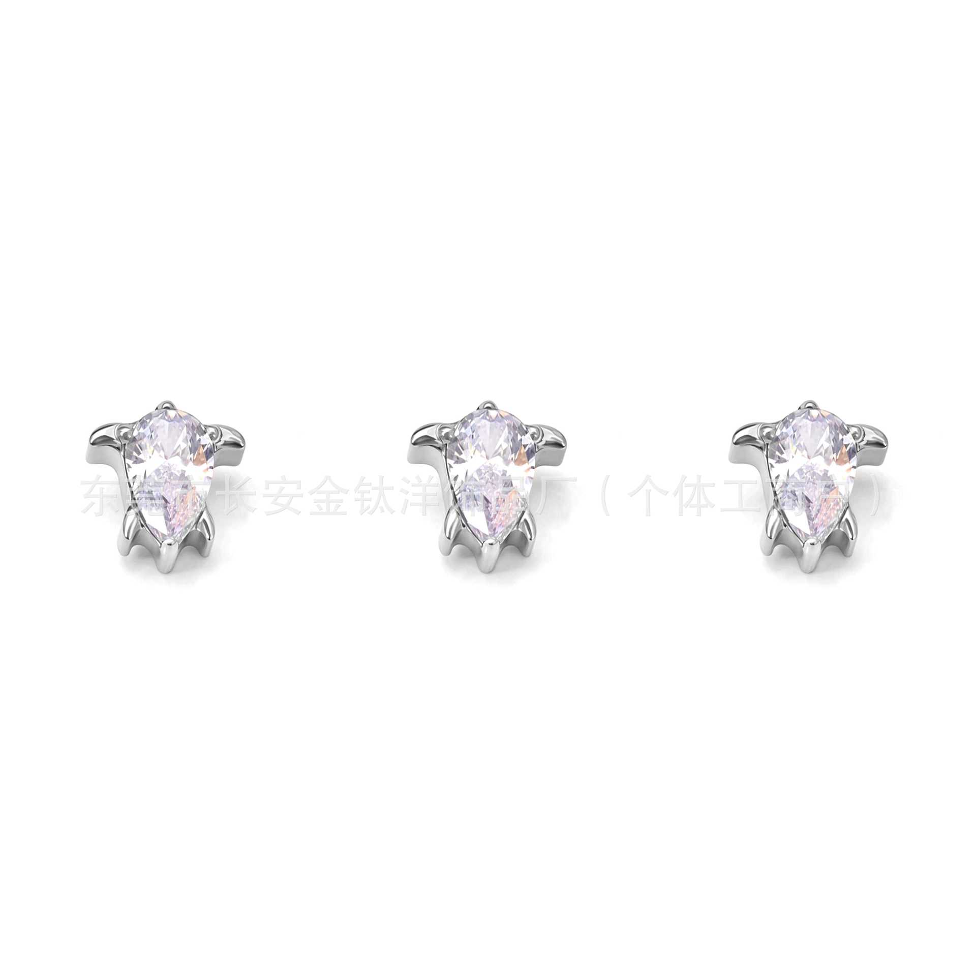 F136 Titanium Little Devil Water Drop Zircon Lip and Ear Piercing Jewelry - Image 3