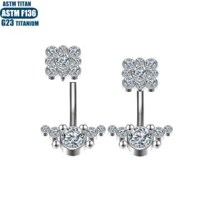 F136 Titanium Perforated Navel Nail Implant Grade Body Piercing Diamond Welded Bead Inner Tooth Spiral Navel Ring