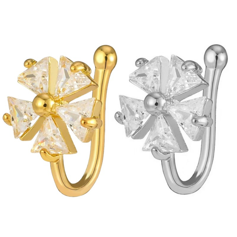 Non-Piercing U-Shaped Nose Ring - CZ Little Swan Nose Clip Nail, Gold 18K, Copper, Nose Clasp - Image 5