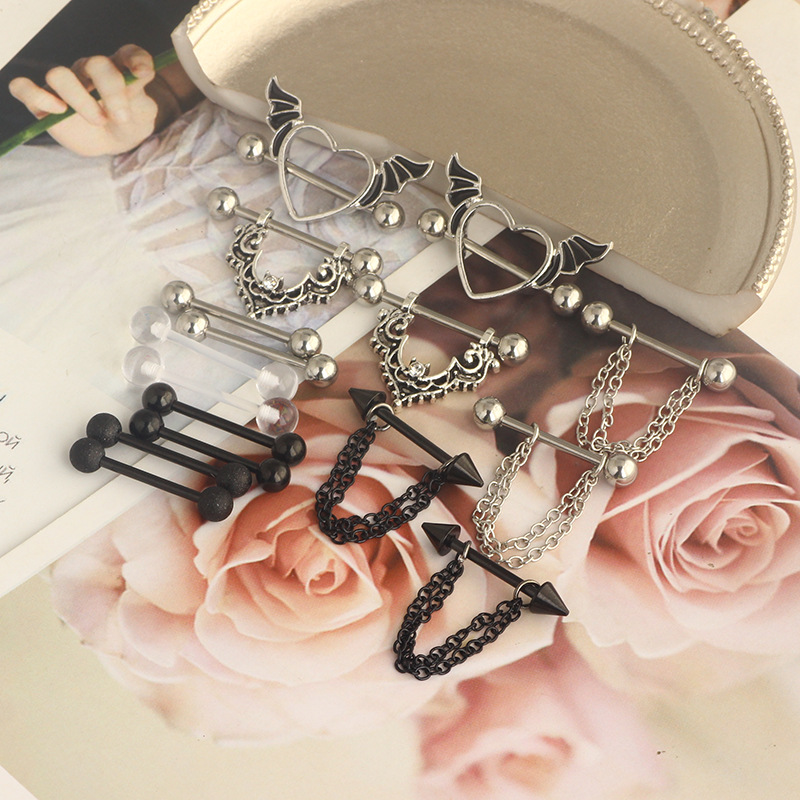 Stainless Steel Black Chain Breast Ring Set with Diamond-Embedded Nipple Jewelry for Amazon Wishlist - Image 4