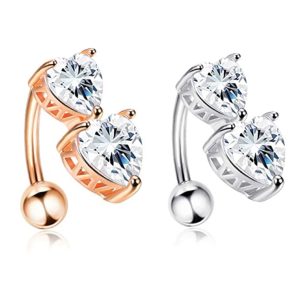 Peach Heart Navel Ring Cross Zircon Water Drop 316L Surgical Steel Belly Button Ring for Women