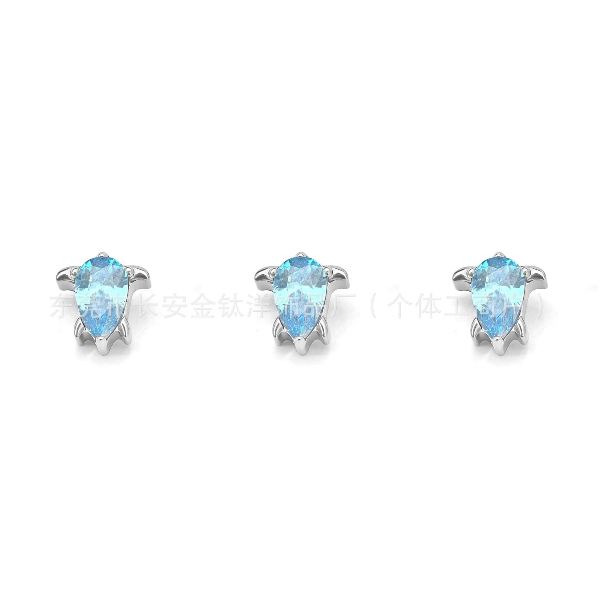F136 Titanium Little Devil Water Drop Zircon Lip and Ear Piercing Jewelry - Image 2