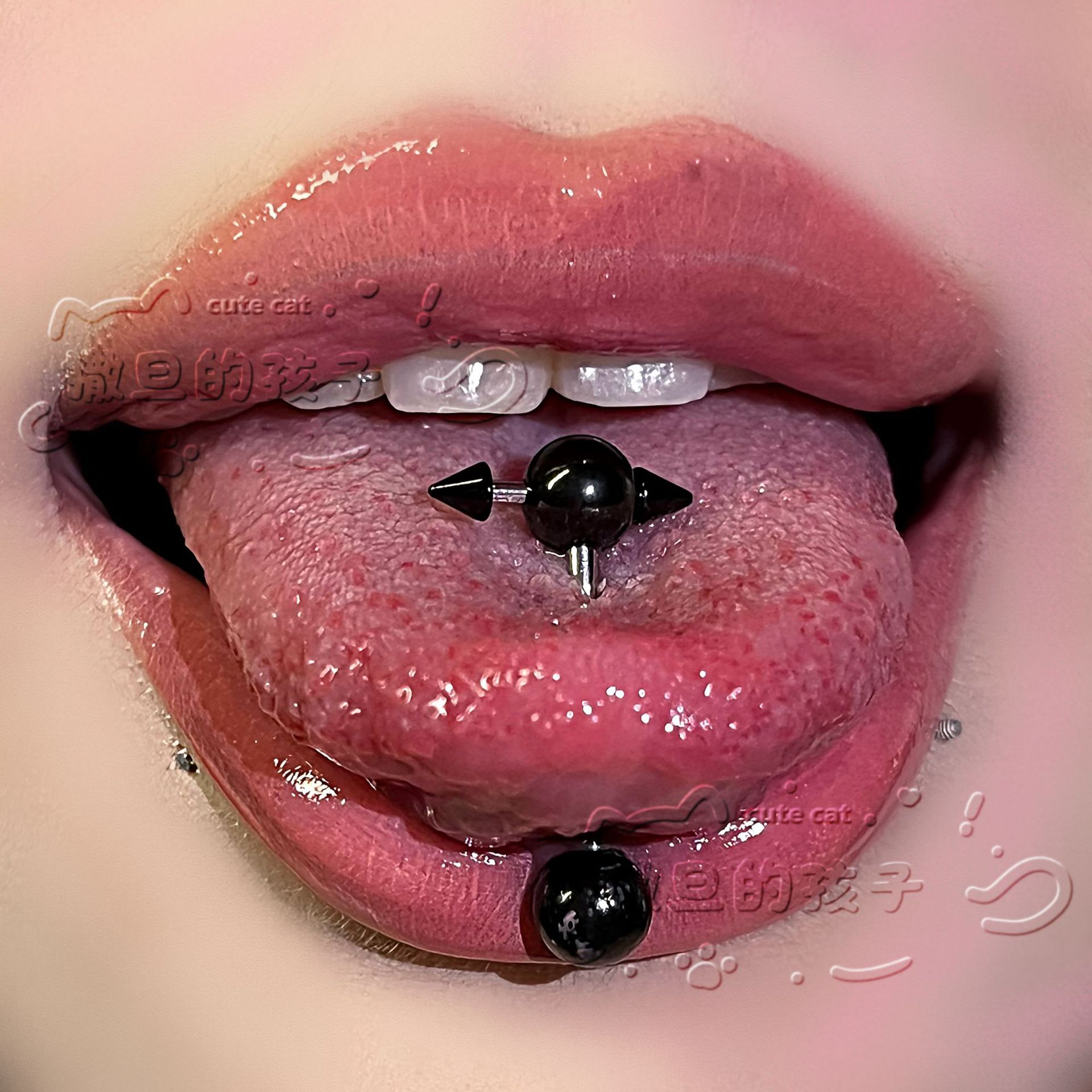 Satan's Children Futuristic Tongue Barbell 316L Surgical Steel Cyber Tongue Ring for Unisex - Image 4