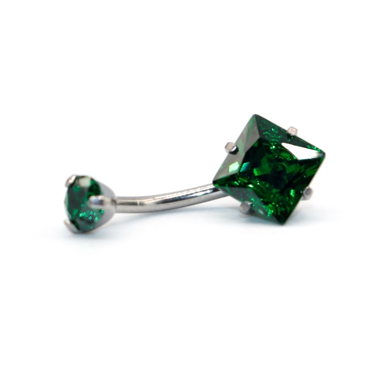G23 Titanium Alloy Inner Thread Double Claw Zircon Belly Button Ring Square Zircon Nail Piercing Jewelry - Image 3