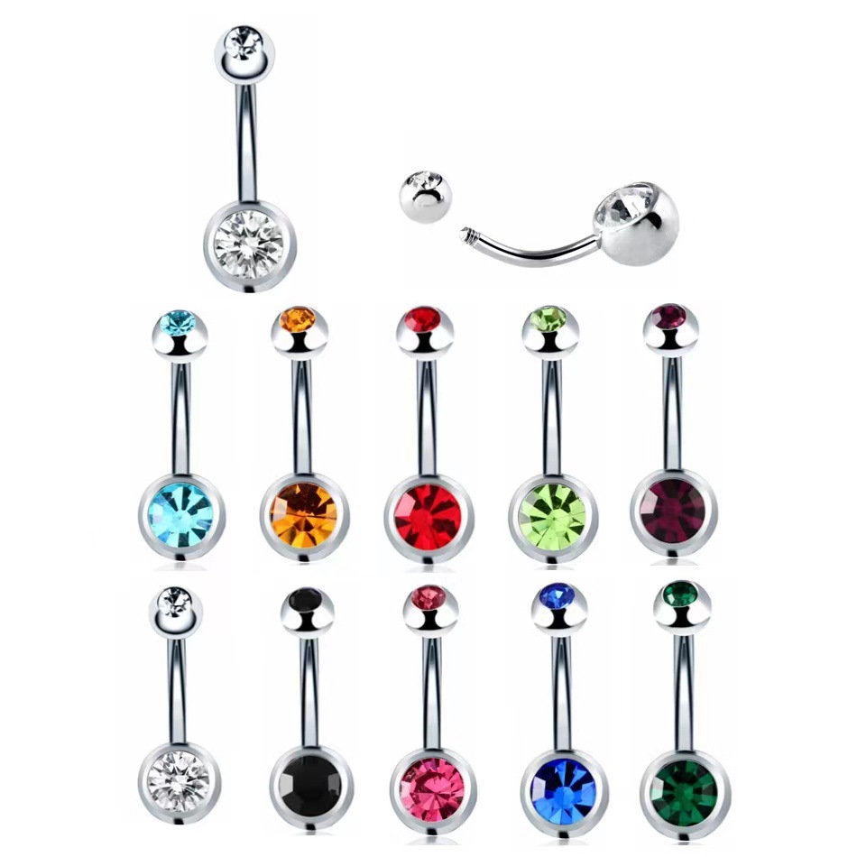 G23 Titanium Belly Button Ring Double Head Set with Czech Diamond Zircon Nail Body Piercing Jewelry - Image 3