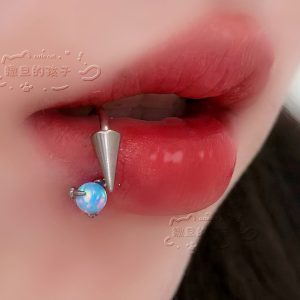 Satan's Child Opal Dragon Claw F136 Titanium Alloy Lip Ring - 12mm Diameter Lip Hoop for Lip, Ear Cartilage Piercing