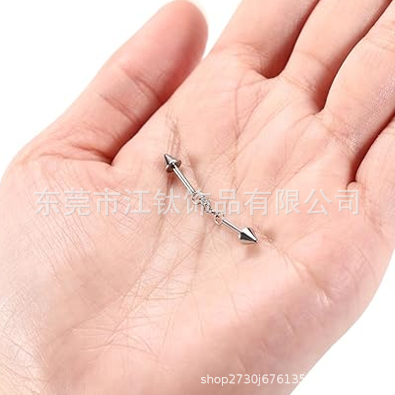 G23 Titanium Ear Bridge Pointed Cone Ball Chain Removable Piercing Jewelry - Image 4