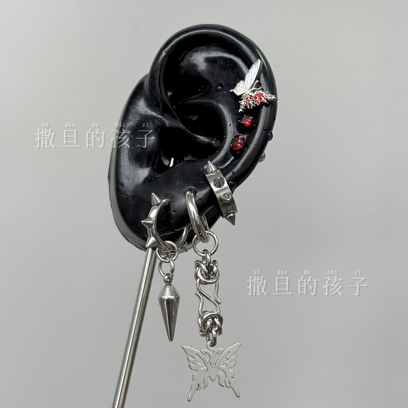 Punk Earrings Rebellious Romance Niche Design Dark Punk Style Subculture Ear Bone Studs Titanium Steel - Image 4