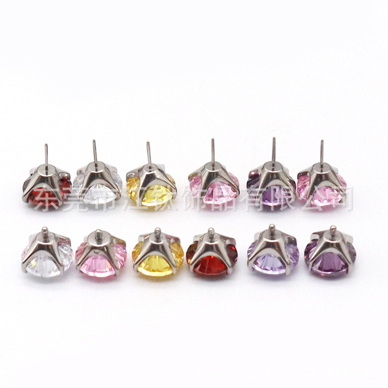 F136 Titanium Stud Earrings with Fireworks Zirconium - G23 Titanium Alloy Thread Pin for Ear Bone Nail - Body Piercing Jewelry Lip Nail Earrings - Image 5