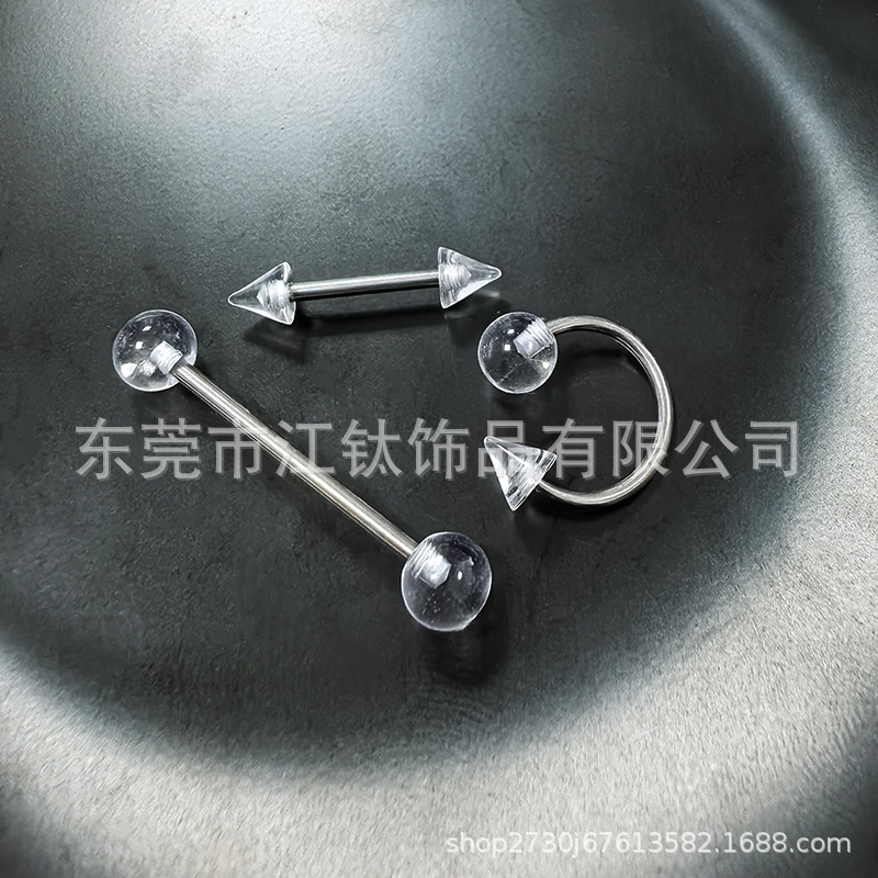 G23 Titanium Nose Ring with Acrylic Ball - ASTM F136 Titanium Alloy Body Piercing Jewelry for Ear, Lip, Nail - Image 3