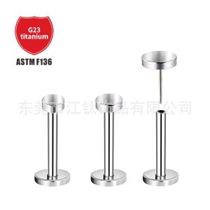F136 Titanium Lip Labret Stud Flat Round Pancake Ear Nail Cross Border G23 Titanium Alloy Body Piercing Jewelry Ear Bone Nail