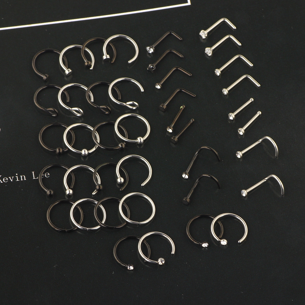 316L Surgical Steel Nose Stud Mixed Wholesale - Elegant Diamond Shape Nose Ring - Image 3
