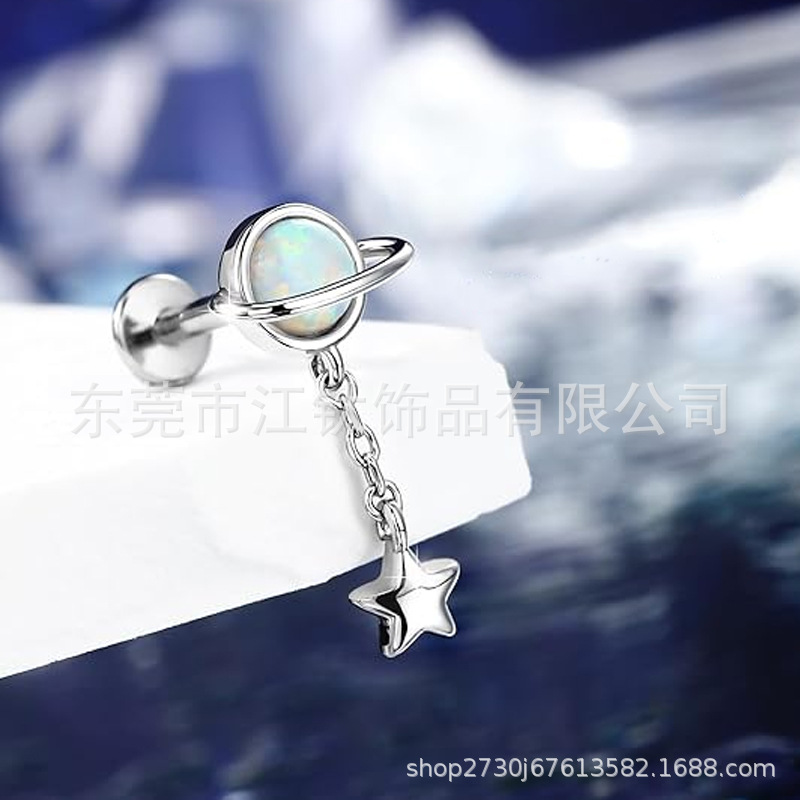 G23 Titanium Opal Nose Nail Earring - ASTM F136 Titanium Alloy Body Piercing Jewelry Nose Ring Custom - Image 2