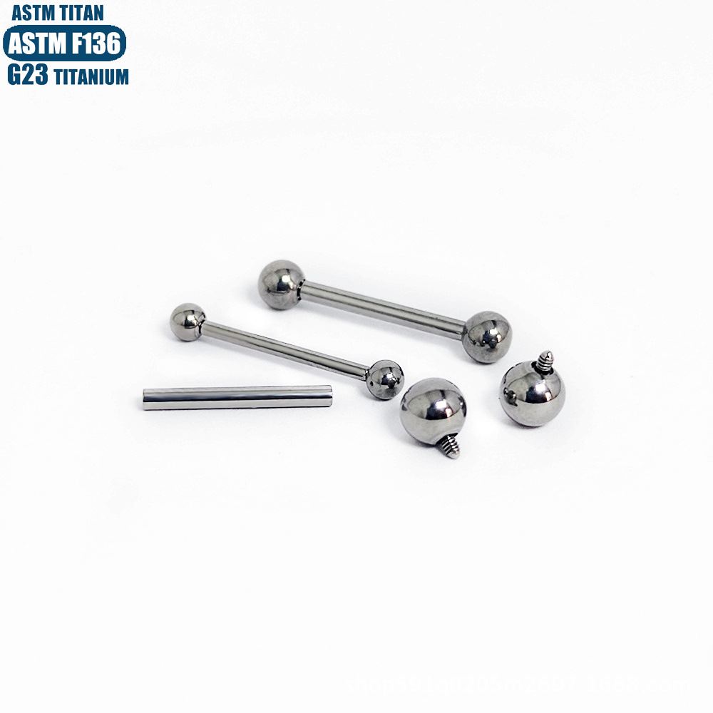 F136 Titanium Perforated Nipple Nail Lip Nail Round Ball Inner Spiral 1.6mm Straight Barbell Piercing Jewelry Eyebrow Nail Ear Bone Nail - Image 3