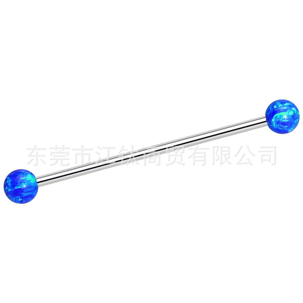 G23 Titanium Alloy Opal Ear Cartilage Stud 14g Internally Threaded Barbell Tongue Stud Ear Stud 1.2 External Spiral Double Ball Simple Design - Image 3