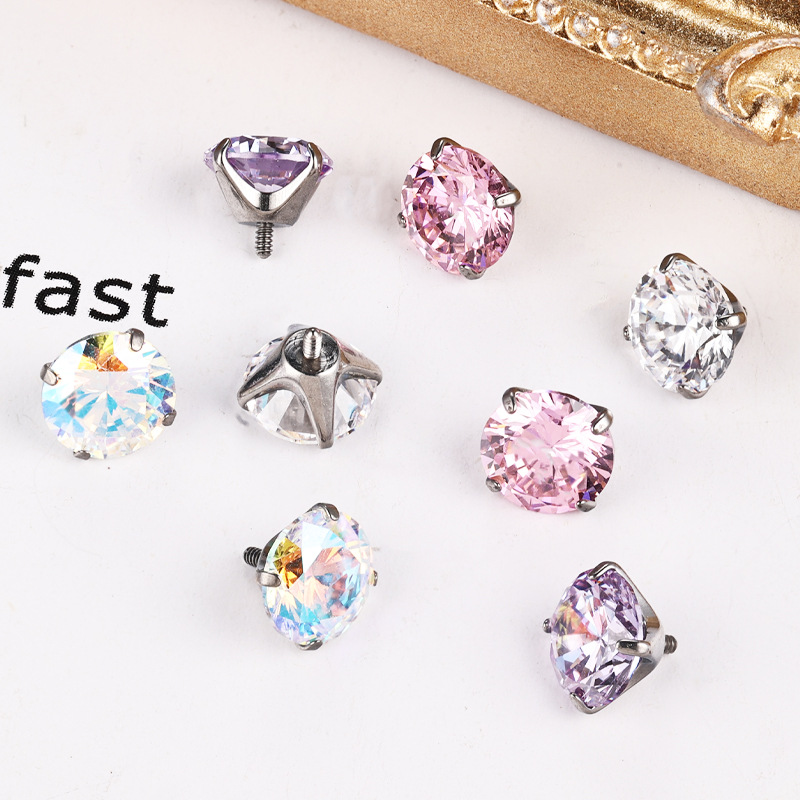 Zesen F136 Titanium Alloy 5A Claw Zirconium Internal Thread Ear Nail Accessories Zircon G23 Titanium Lip Nail Puncture Jewelry - Image 4