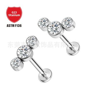 G23 Titanium Ear Bone Nail Lip Nail Flat Bottom Rod 1.2mm (16G) 12mm Internal Thread Piercing Jewelry