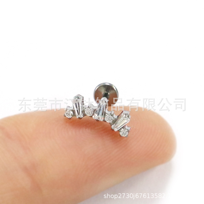 F136 Titanium Ear Cartilage Stud with Lip Nail - G23 Alloy Body Piercing Jewelry - Image 3