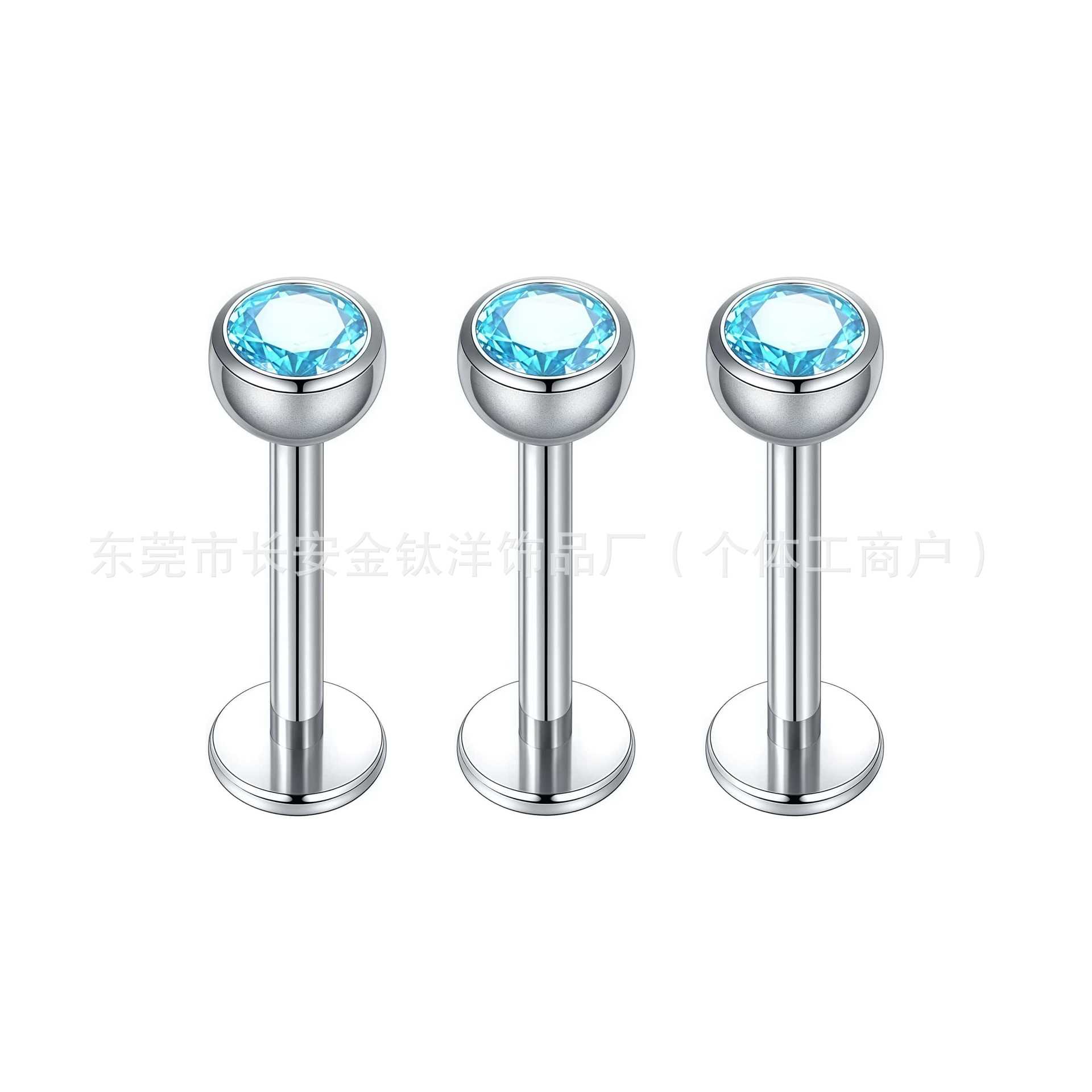 F136 Titanium Plug-In 5A Zircon Nose Nail Lip Nail Pin Ear Nail Ear Bone Nail G23 Titanium Piercing Jewelry - Image 3