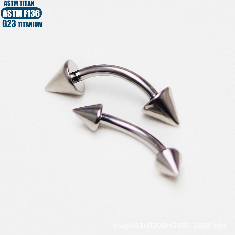 F136 Titanium Alloy Pointed Cone Curved Barbell Eyebrow Nail Internally Threaded Body Piercing Jewelry Lip Nail Ear Screen - Image 4