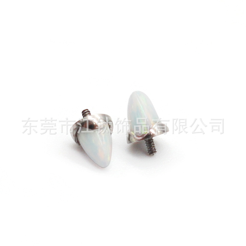F136 Titanium Body Wavy Edge Pointed Cone Opal Cross-Border G23 Titanium Alloy Body Piercing Jewelry Ear Studs Accessories - Image 3