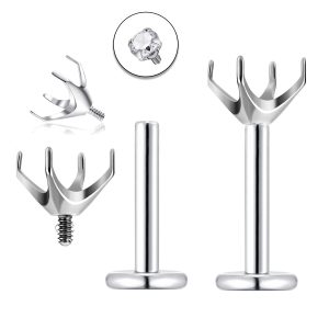 F136 Titanium Internal Thread Four-Claw Hollow Cup Labret Stud Lip Nail Ear Bone Nail G23 Titanium Alloy Piercing Jewelry