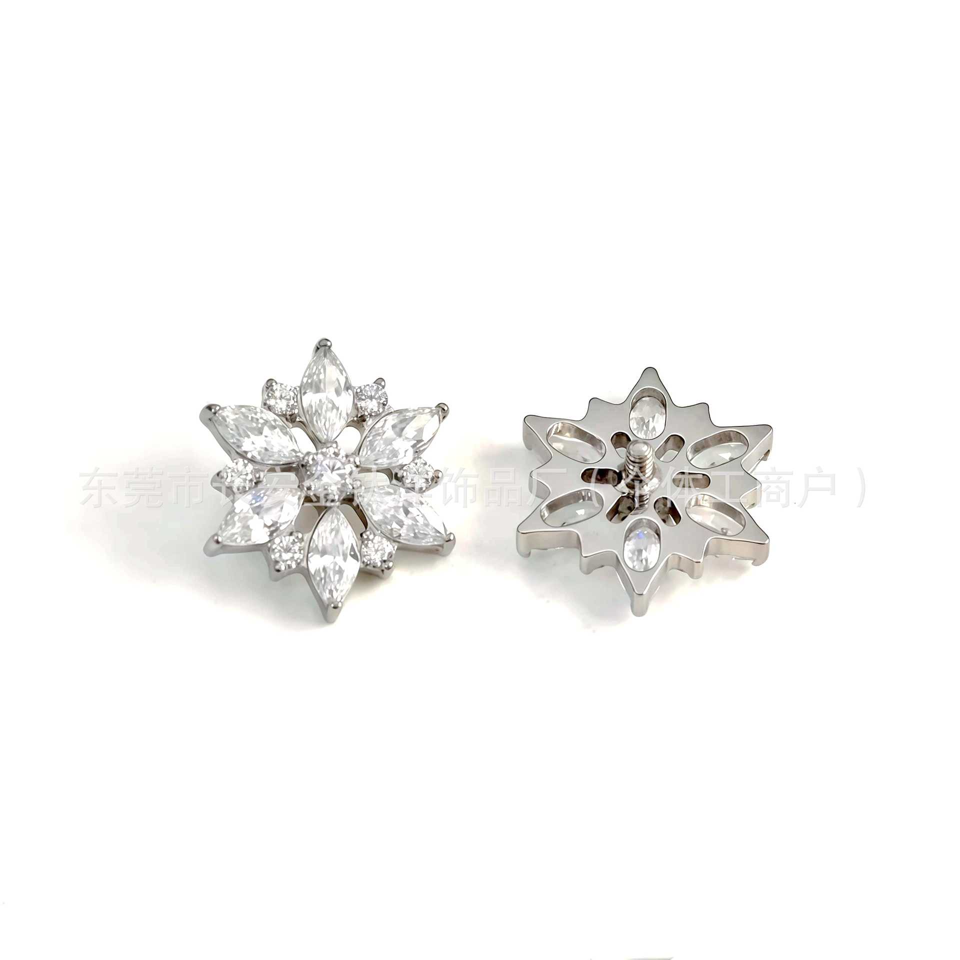 F136 Titanium Crystal Flower Inlaid 5A Zircon Earring, Nose Nail, Lip Nail, Ear Bone Nail G23 Titanium Alloy Piercing Jewelry - Image 2