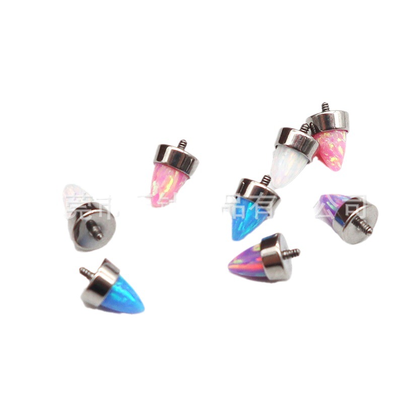 G23 Titanium Lip Jewelry Opal Sharp Cone Tongue Barbell Labret Stud Body Piercing - Image 5