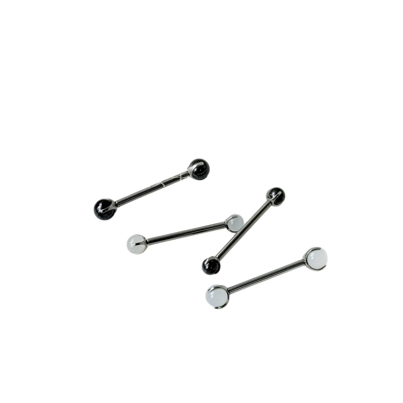 F136 Titanium Alloy Tongue Piercing Black White Zircon Comfortable Internal Thread Ball Tongue Barbell - Image 5