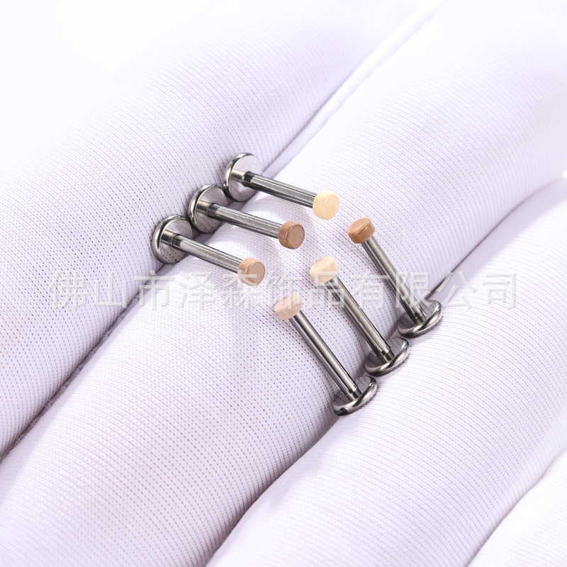 F136 Titanium Alloy Flat Bottom Ear Bone Nail Invisible Flesh Color Stud - G23 Titanium Body Piercing Skin Nail - Image 2