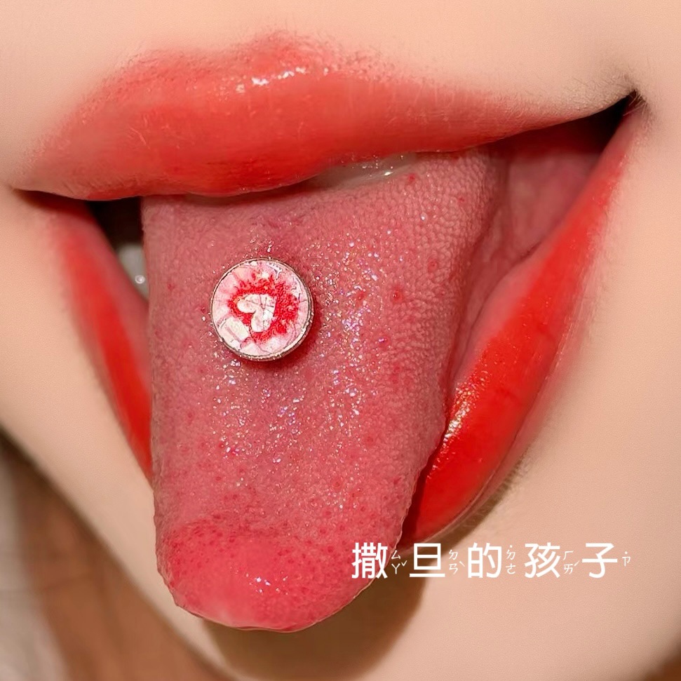 Satan's Child Ambiguous Vibe Red Heart Tongue Ring 20mm 1.6mm 316L Surgical Steel Tongue Barbell - Image 4