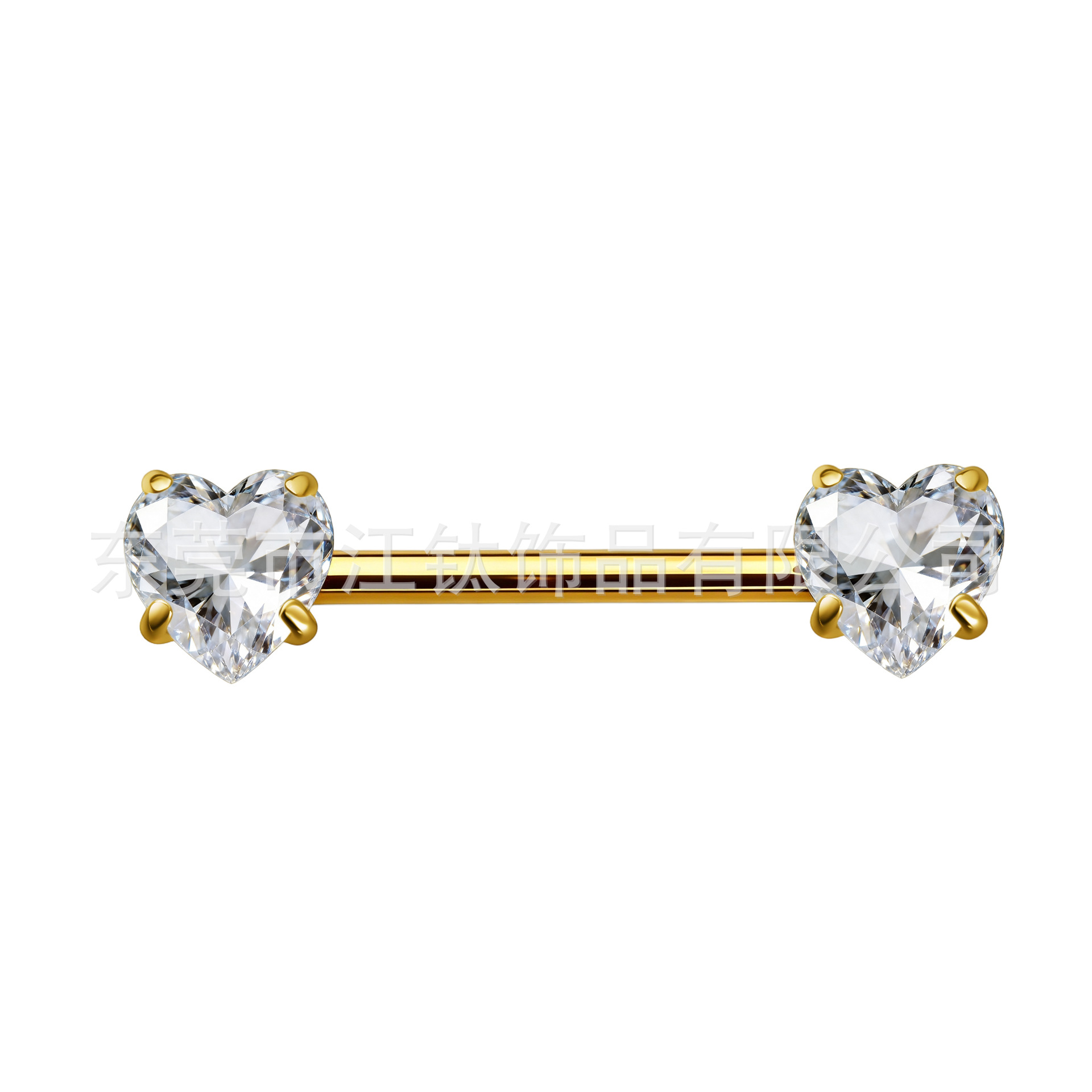G23 Titanium Nipple Ring with Heart-Shaped Zircon, Gold, 14G 1.6mm x 6mm, Internally Threaded Body Jewelry - Image 5