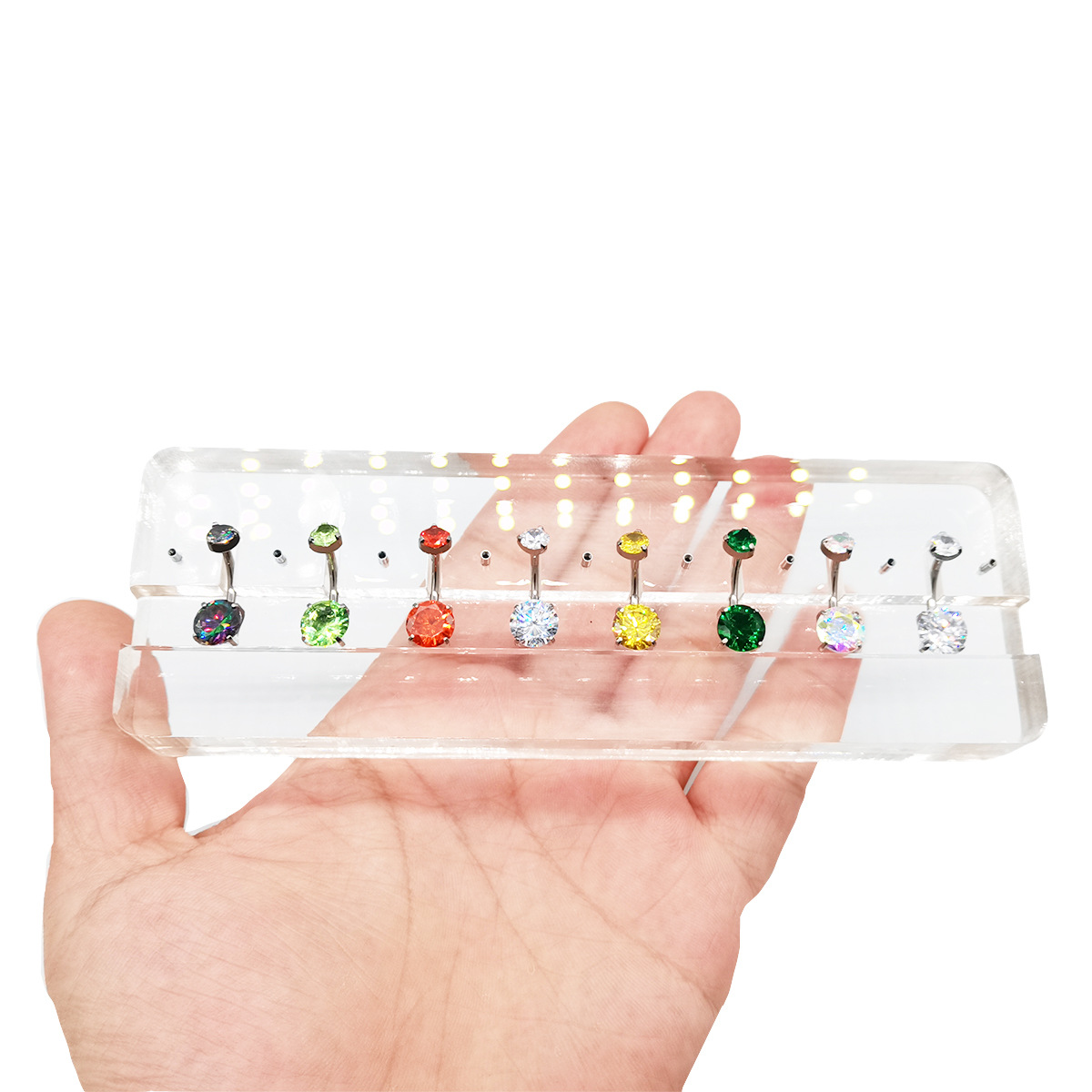 Acrylic Display Stand for Belly Button Rings 14g Navel Jewelry Storage 4 Slots High Permeability - Image 2