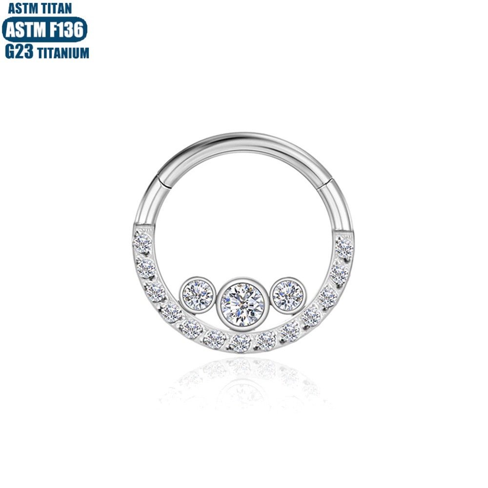 G23 Titanium Piercing Nose Ring Seamless Hinge Hoop Internal Zircon Cartilage Earring Septum Ring - Image 2