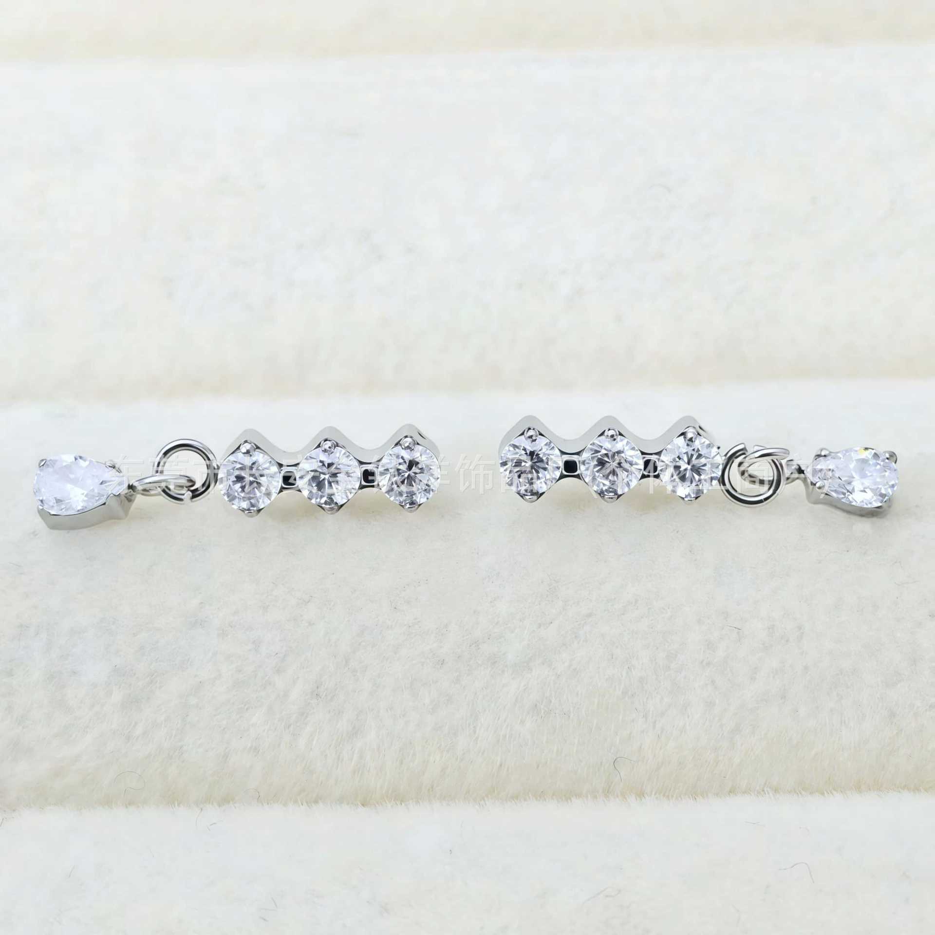 F136 Titanium Triple Zircon Water Drop Pendant Earrings, Ear Bone Studs, Ear Canal Studs, G23 Titanium Alloy Body Piercing Jewelry - Image 4