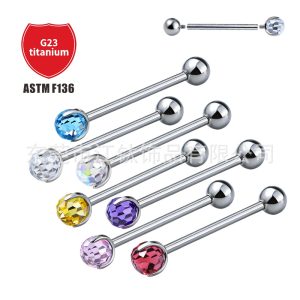 G23 Titanium Tongue Barbell Super Flash Bouncy Ball Small Light Bulb Tongue Ring Piercing Jewelry